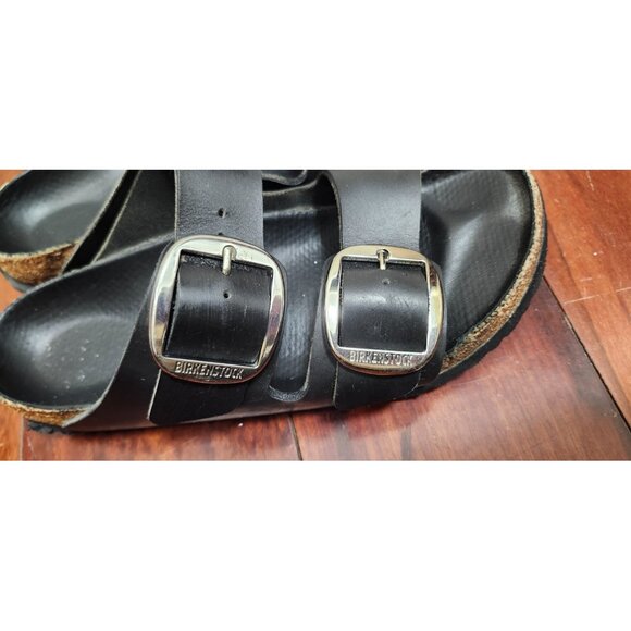Birkenstock Arizona Womens Leather Sandals Black Double Buckle Comfort Slides 37 - Picture 5 of 14